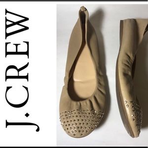 J CREW BALLET FLATS SIZE 8 SPARKLE TOE TAN SPRING